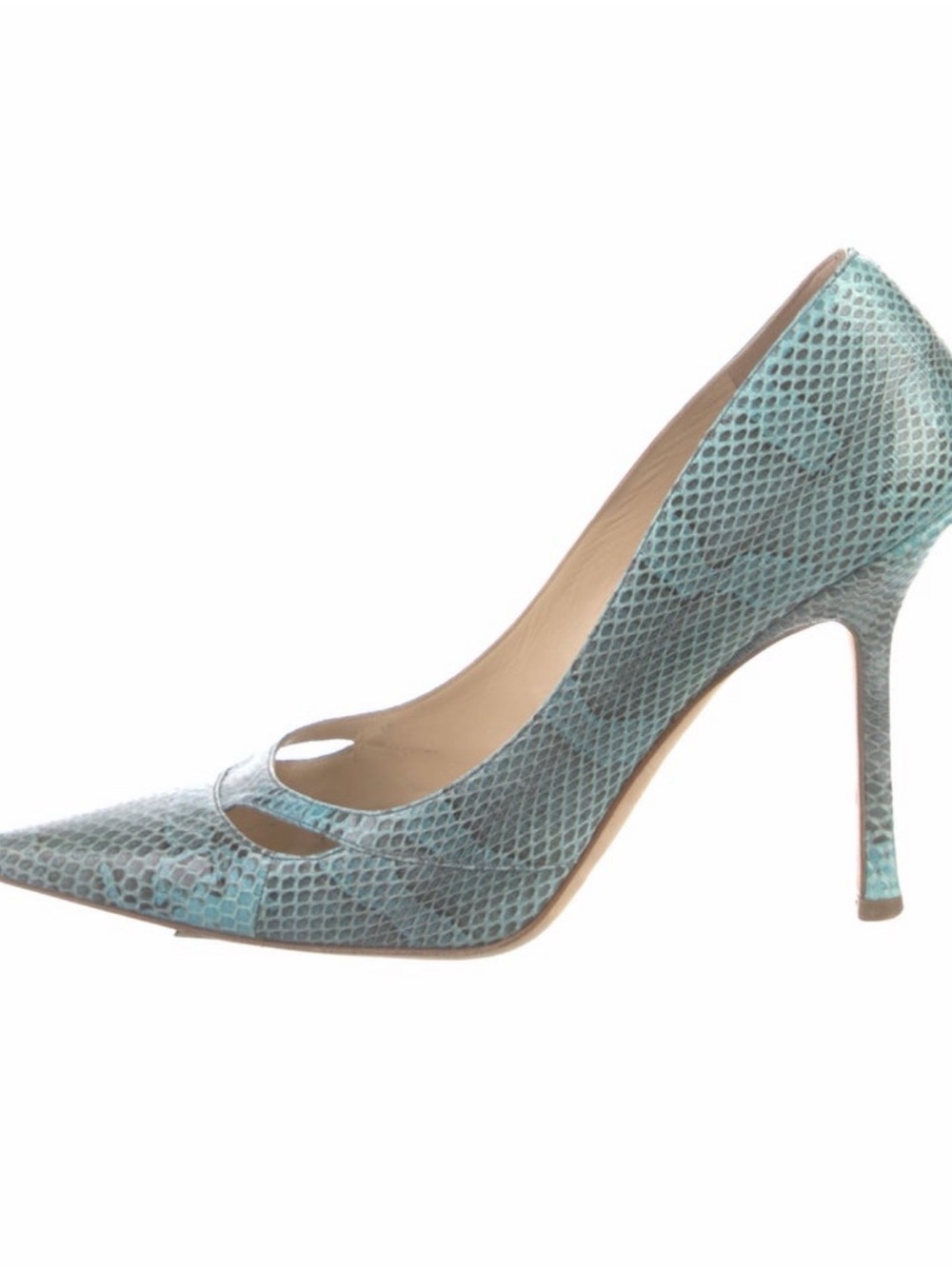 Jimmy Choo Teal Snake-Print Pointed Toe Stiletto Pump